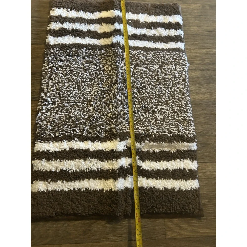 Granny Says Gray Bathroom Rug 16x24 Inches-Deep Brown And White Striped